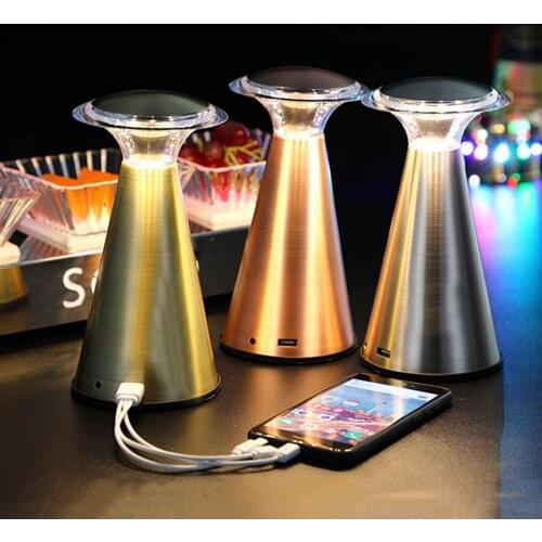 Vintage Bar Table Light Portable Battery LED Night Light Restaurant Cafe Chargeable Desk Light Fixtures Bedroom Bedside Lamp