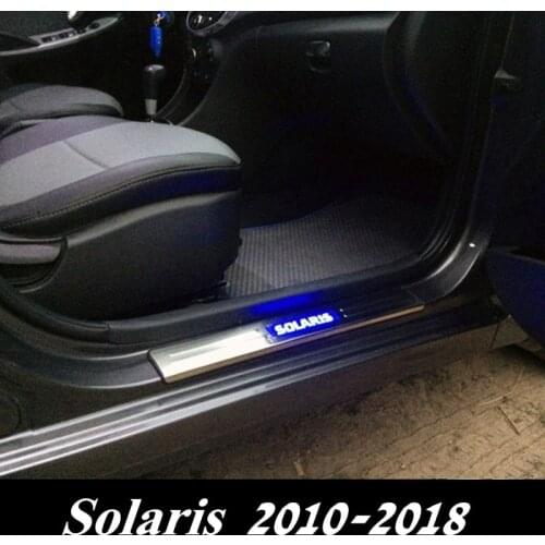 Solaris Car Door Sill Protector LED Light Stainless Steel Door Sill Scuff Plate for HYUNDAI Solaris 2010-2018