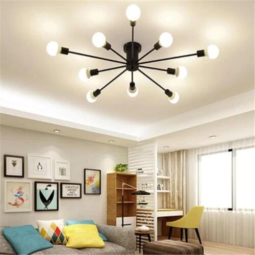 Iron Chandelier Black/White 6/8/10 Sockets Lighting Vintage Spider Chandelier Modern Ceiling Lamp Light Fixture Lighting