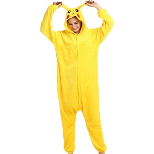 Yellow Cartoon Anime Onesie Pajamas Kigurumi Animal Cosplay Costume Halloween Family Pijamas Women