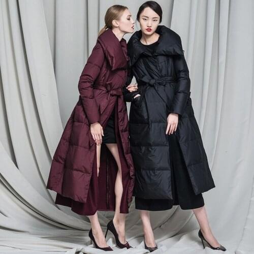 2020 European Brand Womens Down Jacket Wool Blend Liner Long Thicken Winter Coat Women White Duck Down Jackets Y-3632C