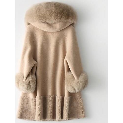 Wool 2020 Real Female Coat Autumn Winter Jacket Women Sheep Shearling Fur Korean Jackets HQ22-2202-C YY449