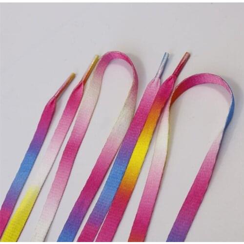 1Pair Pink Flat Rainbow Color Shoelaces Canvas Bootlaces Athletic Shoelace Sport Sneaker Shoe Laces Strings 120CM