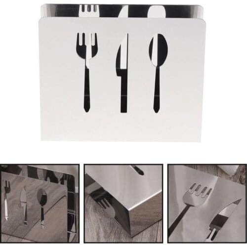 1 PC Stainless Steel Napkin Rack Box Tissue Holder Cutlery Floral Hollow-Out Design