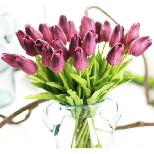 1Pcs material Tulip Artificial Flower Real Touch Artificial Bouquet Fake Flower for Wedding Decoration Flowers Home Party Decor