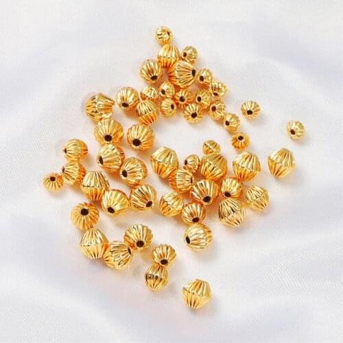10PCs Color Preserving 18K Gilded Horn Pearl Square Beads Pumpkin Pattern Beads DIY Handmade Scattered Beads String Jewelry
