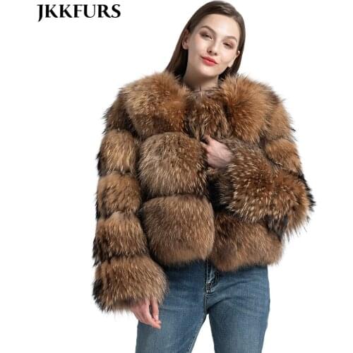 3 Rows 2019 New Real Natural Fur Coat Womens Genuine Raccoon Fur Leather Jacket Overcoat Girls Fur Outwear High Quality S7373