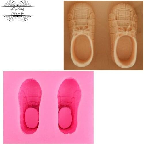 3D baby shoes silicone mold soft candy cake decorating Kitchen Baking silicone mold resin clay candy chocolate soap mold