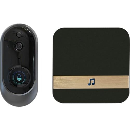 720P Smart Wifi Doorbell Visual Camera Video Intercom Security 166 Degree Pir Motion Detection With Dingdong Receiver(Eu Plug)