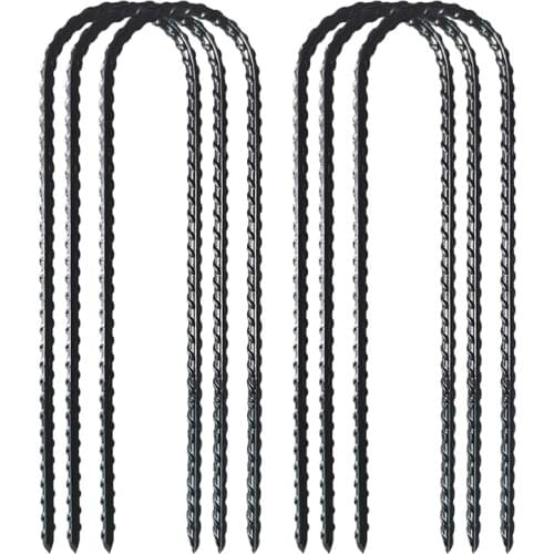 U7EF Trampolines Wind Stakes Black Powder Coated Rebar Steel-Heavy Duty U Shape Ground Anchors for Camping Tent-Garden Staple