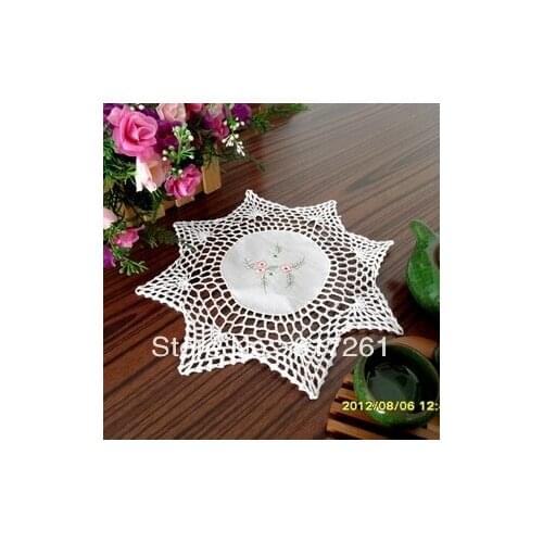 Free shipping 2014 new ZAKKA fashion 6pic/lot 25cm flowers crochet patchwork lace doilies crochet tray placemat coaster pad mat