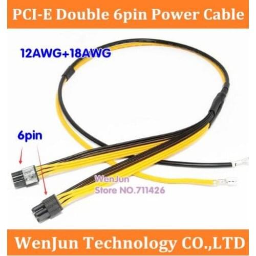 Free Shipping PSU Power Supply Cables PCI e Molex Duoble 6pin 2 PCI-e 6 pin 6p PCI Express Internal Power Splitter Ribbon Cable