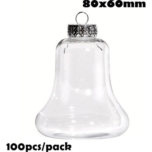 Free Shipping DIY Paintable/Shatterproof Christmas Decoration Ball 80*60mm Fillable Plastic Jingling Bell Ornament, 100/Pack