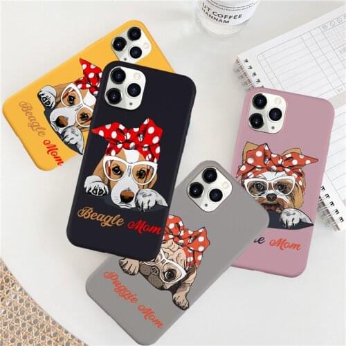 JAMULAR Kawaii Dog Prints Black Phone Case For iPhone 11 Pro XS MAX SE 2020 X XR 7 6 8 Plus Beagle Mom Soft Silicone Cover Coque