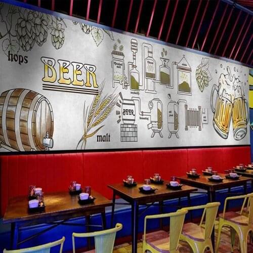 Retro barbecue fried chicken shop decorative wallpaper world beer genealogy fine brewing bar beer house mural papel DE parede