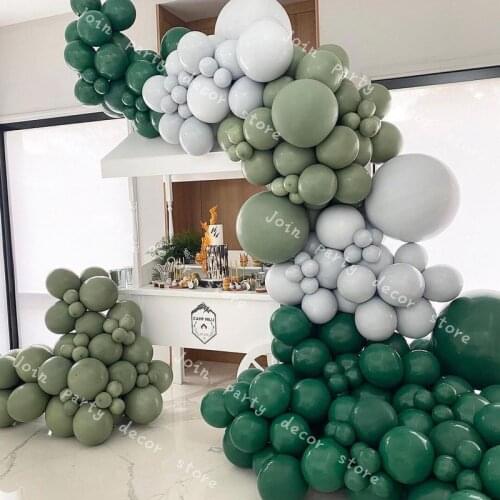 DIY Sage Green Latex Grey Balloon Garland Arch Kit Matte Blackish Dark Green Baby Shower Gender Reveal Birthday Party Supplies