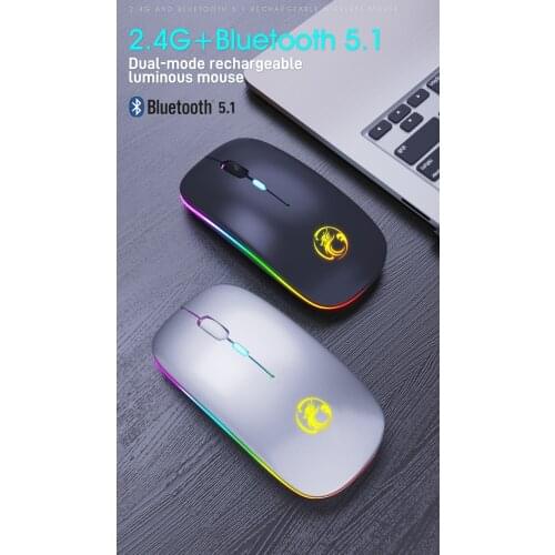 LED Backlit Ergonomic Gaming Mouse for Laptop Computer Wireless Mouse Bluetooth RGB Rechargeable Wireless Silent Mouse