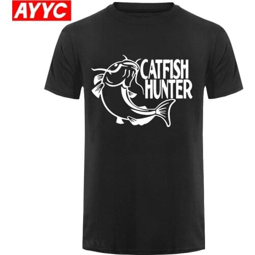 Summer New Fish T shirts Catfish Hunter Print Tshirt Fisherman Fishings Unisex T shirt Men Casual Cotton Tops Tees