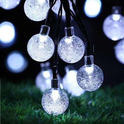 6m Solar powered Led String Light 30LEDs Crystal globe Bubble shaped lamp Fairy Lights Waterproof Christmas Wedding Garden tree