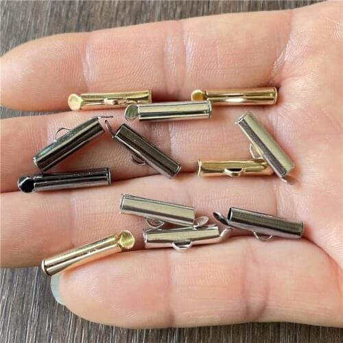 JunKang 30pcs imitation silver, gold and black cylindrical pendant DIY handmade all kinds of jewelry necklace end buckle