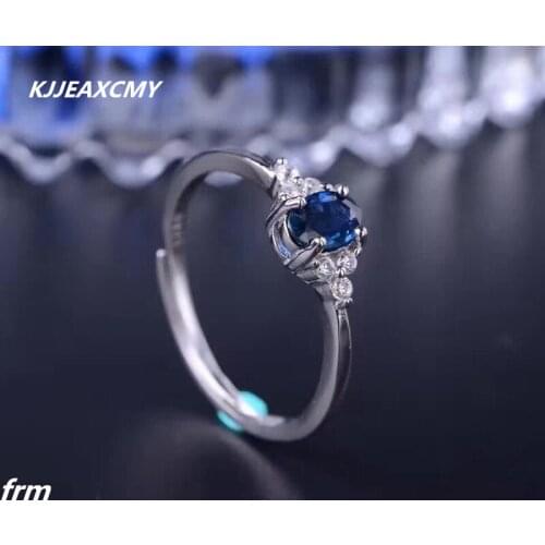 KJJEAXCMY Fine jewelry Fine 925 sterling silver inlaid natural sapphire female ring wholesale living mouth