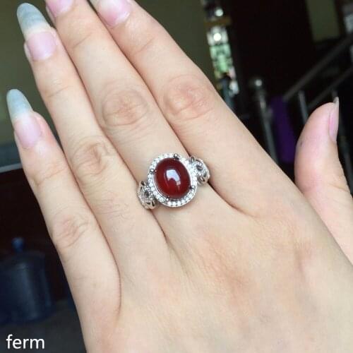 KJJEAXCMY fine jewelry Natural garnet ring wholesale over atmosphere 6 grams Latin ring 925 silver inlay ladies