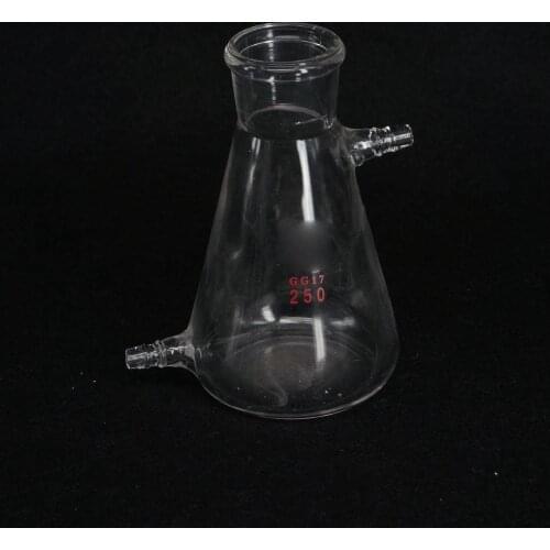 250ml Glass Filtering Flask Lab Bottle With Double 10mm Hose Vacuum Adapter