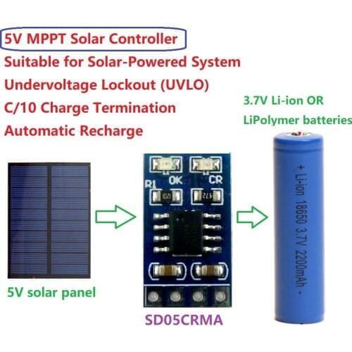 Mppt Solar 3.7V 4.2V Controller Board 18650 Lithium Battery Charging 1A Charger Module