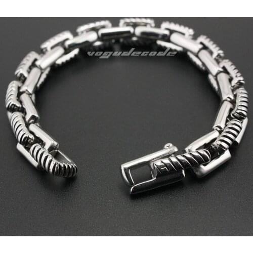 8 Lengths Solid 316L Stainless Steel Mens Biker Rocker Bracelet 5M005