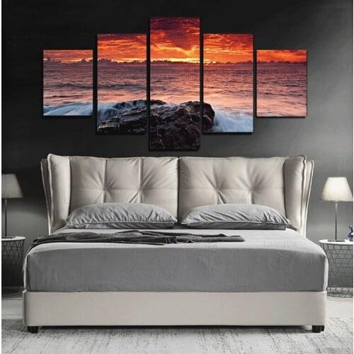 Sea Sunrise Home Decoration Canvas Painting Doomsday Feeling Clouds and Waves Posters and Prints Wall Picture for Living Room