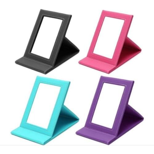 Tabletop Vanity Makeup Mirror Portable Folding Mirrors With PU Leather Standing Case Colorful Cosmetics Multi-used Tool SN1090