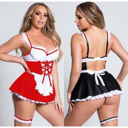 Naughty Sexy Womens Sling Lingerie Fancy School Girl Apron Uniform Costume Dress