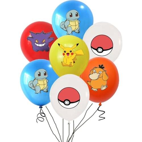 New10/20pcs Pokemon theme Pikachu Little Fire Dragon Jenny Turtle Cartoon Latex Balloon Childrens birthday party decor balloons