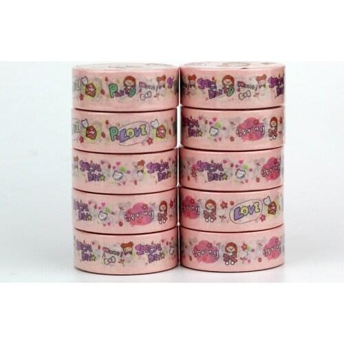NEW 10pcs/Lot Decorative Lovely Girls Party Pink Japanese Washi Tapes for Bullet Journal Adhesive Masking Tape Cute Papeleria