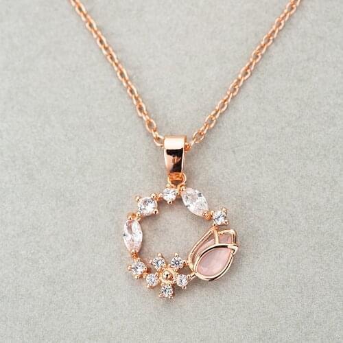 Sweet Flowers Pendant Necklace For Women Charm Zircon Crystal Chokers Necklace Clavicle Chain Jewelry Girls Collier Party Gifts