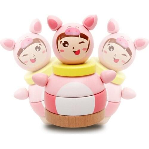 Hot Tumbler Doll Roly-poly Mobile Rattles Toy For Baby Newborns Kids Gift Cartoon Wooden Educational Block Toys Stacking Game