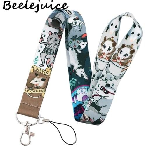 24pcs Opossum Mouse Lanyard for Keys Phone Cool Neck Strap Lanyard for Camera Whistle ID Badge Cute webbings ribbons Gifts
