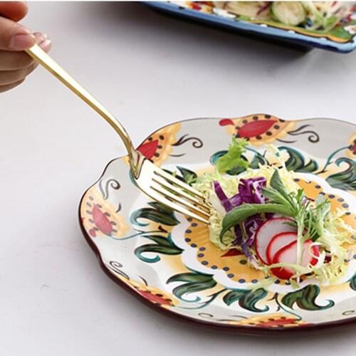 Hand-PPainted Platos Vajilla Plateau Assiette Vaisselle Plata Dinner Plate Steak Plate Ceramic Western Plates Saucer Home посуда