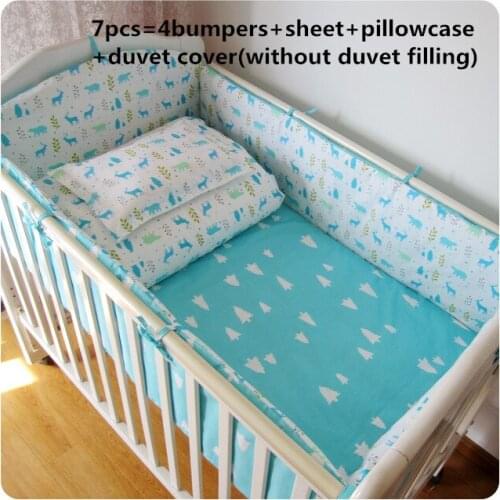 Discount! 6/7pcs Cartoon baby crib bedding sets crib sets crib set cotton bedding sets,120*60/120*70cm