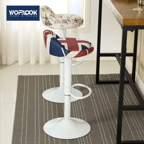 Bar chair Swivel lift Height Adjustable Retro Wrought Iron American High Stool With Backrest Stool Rotation Home Bar Chair
