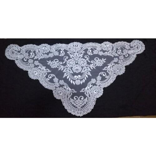 Embroidery Wedding Lace Veil Triangular Lace Scarf Chapel Velo