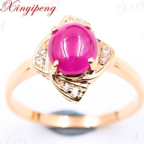 Xinyipeng18K rose gold inlaid natural ruby ring style beautiful women model
