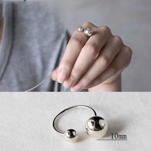 Fan Zhiqiao with the same paragraph CHIC style smooth line big and small 925 Sterling Silver Open Ring for women