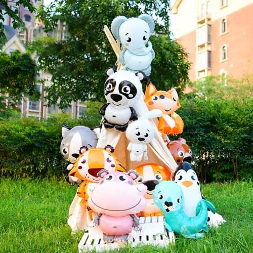 1pcs Animal Balloons Seal Raccoon Fox Panda Foil Helium Balloon Baby Shower One Birthday Jungle Party Decor Boy Kids Toys Ball