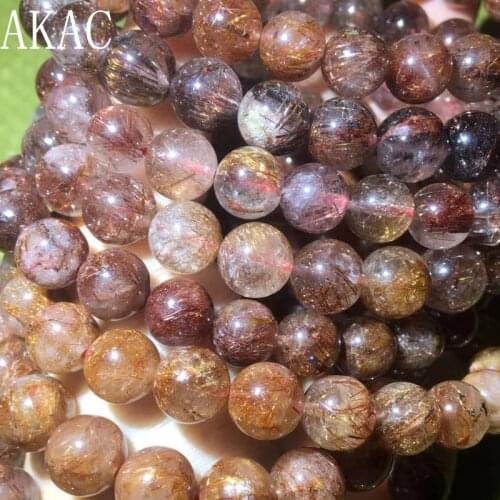 2bracelets Approx9-9.5mm AA grade AKAC natural copper rutile bracelet beads wholesale