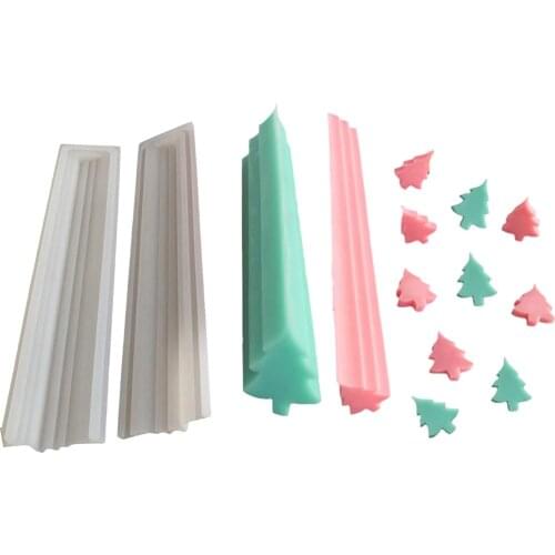 3D Christmas Tree Silicone Soap Mold Homemade Food Craft Silicone Cake Baking Mold Long-Cylinder Cold Process Soap Dye Make Tool