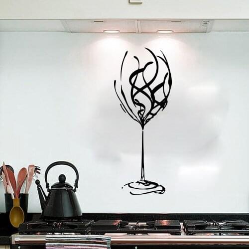 Large Wine Glass Swirl Wall Sticker Kitchen Bar Pub Huge Wine Bowl Ladies Wall Decal Restaurant Vinyl Home Decor 3468