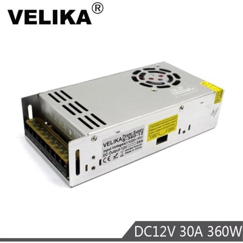 Single Output DC Power Supply 12V 30A 360W USP Transformer 110V 220V AC to DC12V Power Adapter for Led strip lamp CNC CCTV Print