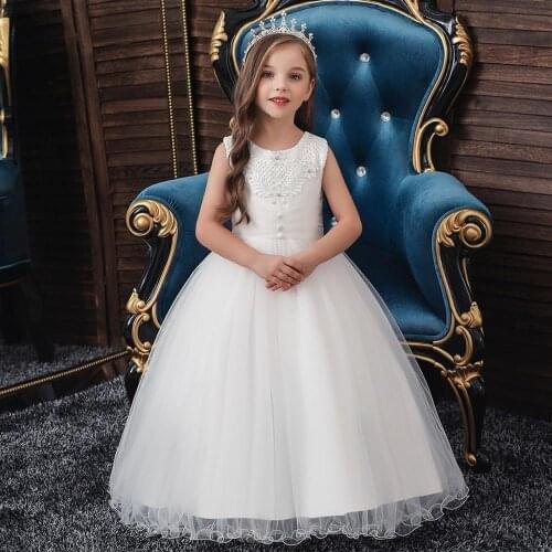 Princess costume white dress girl vestidos de festa kids clothes robe enfant fille frocks deguisement enfant robe noel fille
