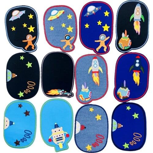 2Pcs Sewing Accessories Repair Elbow Knee Patches Iron On For Clothing Jeans Stripes Stickers Embroidered Badge Children Velcro